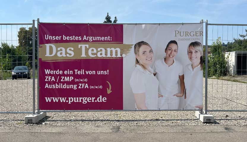 Bauzaunbanner bedruckt für Baustellen, Recruiting und Veranstaltungen