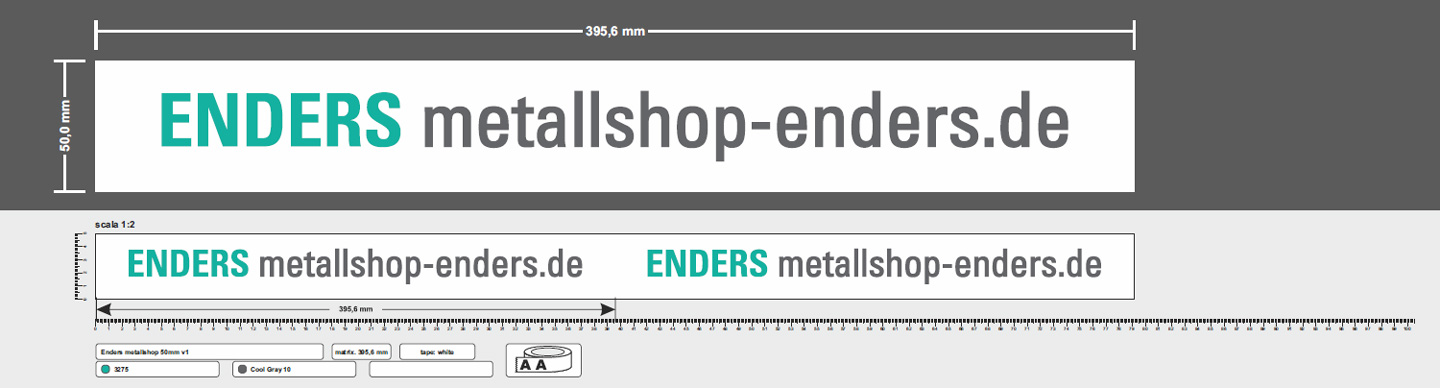 Korrekturabzug für bedruckte Paketbänder mit inviduellem Branding