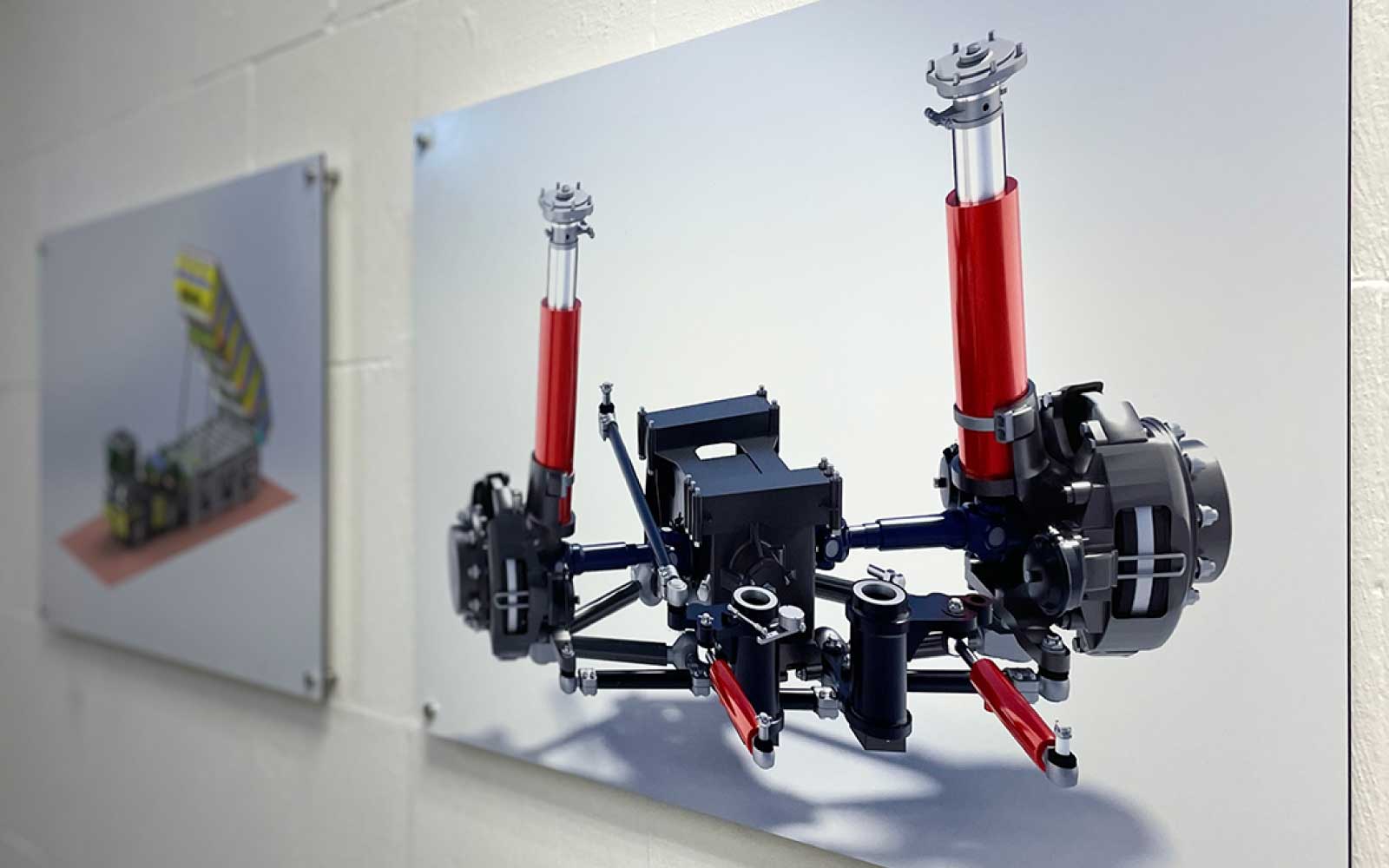 Aluverbundschilder montiert an Wand mit Edelstahl Abstandshalter